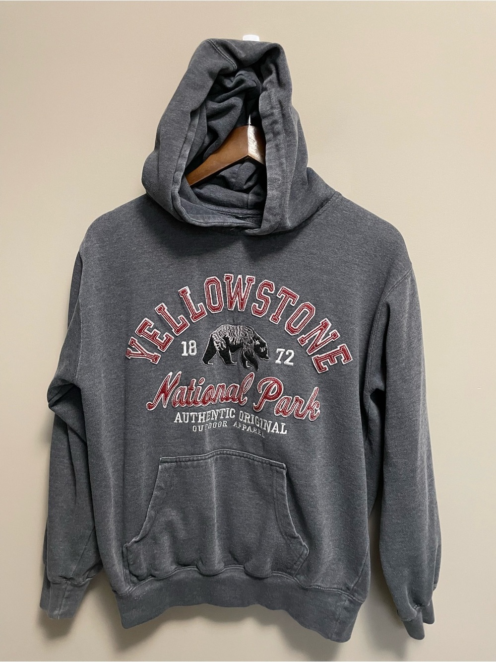 Yellowstone National Park Retro Grey Hoodie Women’s Medium